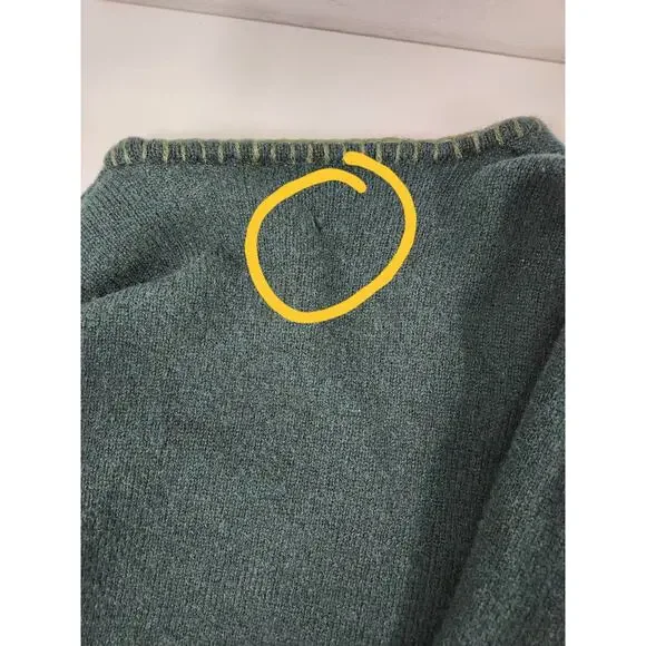 Vtg. L.L.Bean Women's Shetland Wool Embroidered Fall Leaf, Size M, Forest Green - Picture 10 of 13